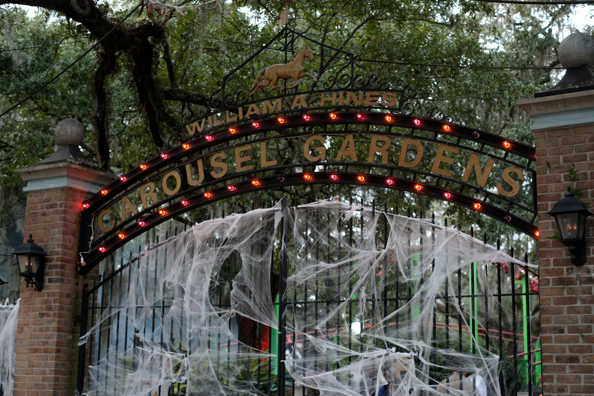 Carousel Garden Entrance Decorated for Halloween