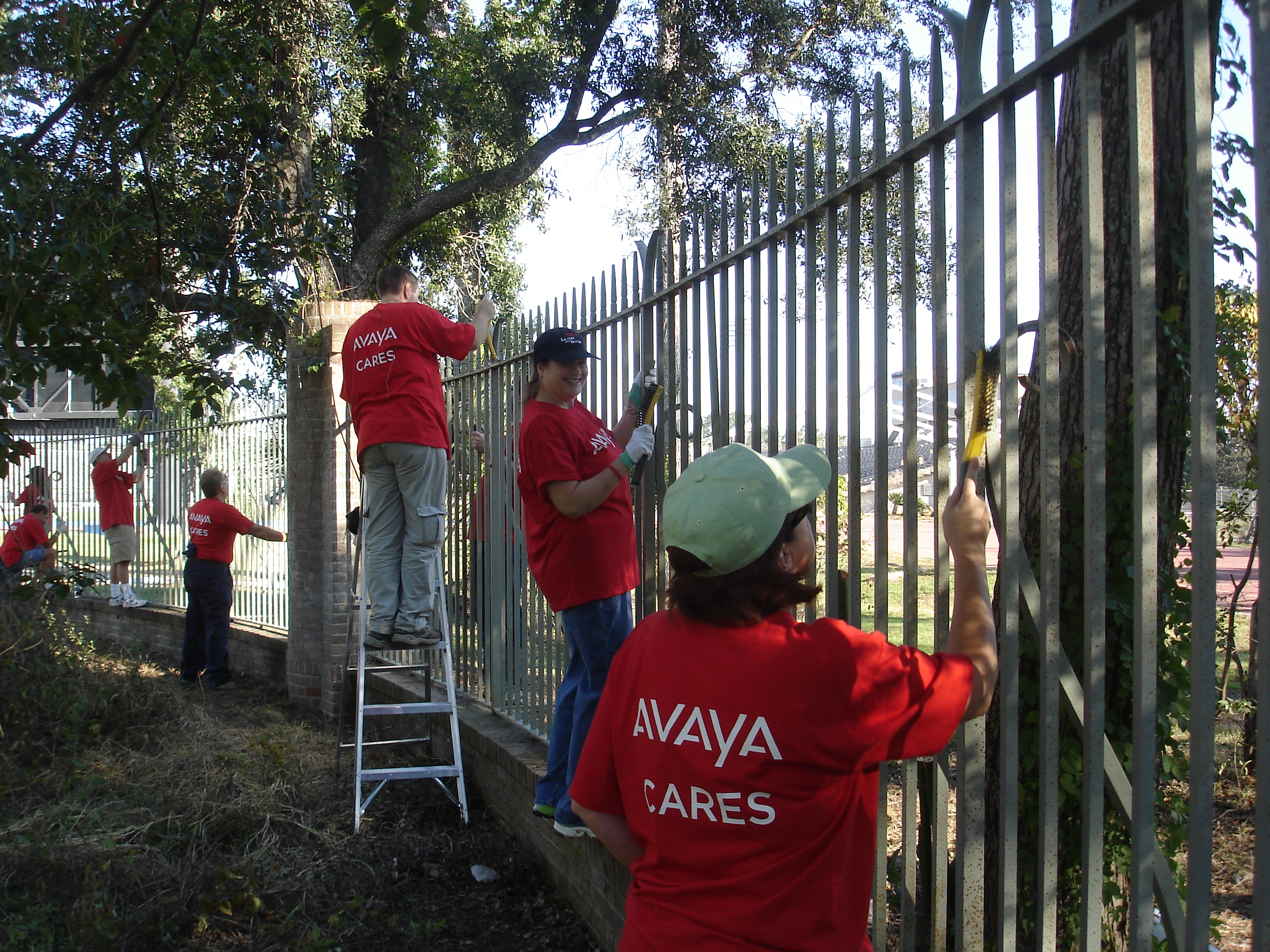Volunteers cleaning